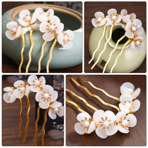 Miniatura 9 de Beaupretty Palos y alfileres de flores vintage, accesorios chinos clásicos para el cabello para mujeres y niñas