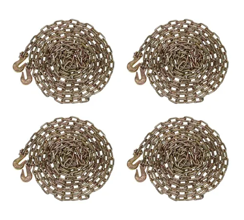 Miniatura 17 de Mytee Products Paquete de 4 cadenas de 3/8 pulgadas x 6 pies de grado 70 con ganchos de agarre de horquilla, cadena de remolque de transporte G70, 4