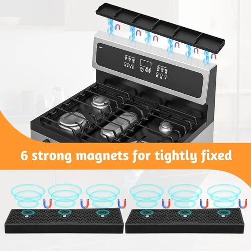 Miniatura 3 de Foeacry Estante superior magnético para estufa de 30 pulgadas/15 pulgadas, 2 piezas de silicona sobre el estante de la estufa, estante de especias