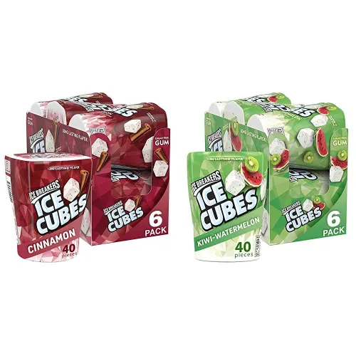 Miniatura 9 de ICE BREAKERS Ice Cubes - Botellas de goma de mascar sin azúcar y canela (6 unidades, 40 piezas) y Ice Breakers Ice Cubes Arctic Grape sin azúcar