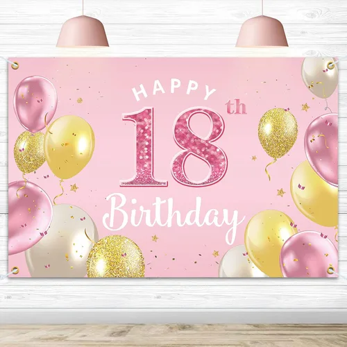 Miniatura 14 de Cartel de fondo de feliz 4º cumpleaños, suministros de decoración de fiesta de cumpleaños 4 para niñas, color rosa, 3.9 x 5.9 pies
