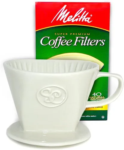 Miniatura 11 de Simply Charmed Cafetera de cerámica para verter sobre una sola taza con filtros Melitta (negro) 8-16 oz dependiendo de la cantidad de agua/suelo que