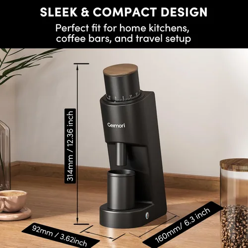 Miniatura 5 de Wirsh - Molinillo de café eléctrico de dosis única Geimori GU38 con rebabas cónicas de 6 núcleos de 1.496 pulgadas, ajuste continuo para expreso