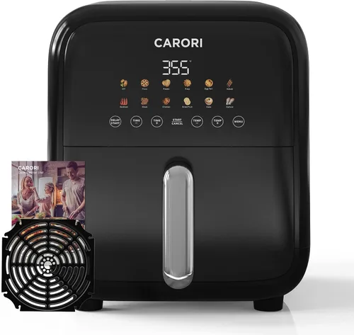 Miniatura 9 de CARORI Freidora de aire de 6 cuartos con ventana de visión, 12 preajustados, gran capacidad, 400 ℉ máximo crujiente, 1700 W comidas rápidas incluso