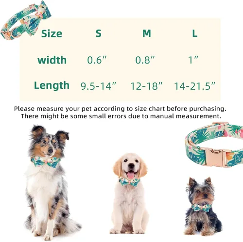 Miniatura 2 de Collar ajustable con moño para perro con patrones bonitos estampados para primavera y verano, collares suaves para mascotas para perros pequeños