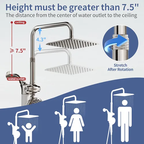Miniatura 4 de SINGSUO Filtered Rain Shower Head with Handheld Spray Combo, High Pressure Dual Shower Head with Filter for Hard Water, Modern Magnetix Double