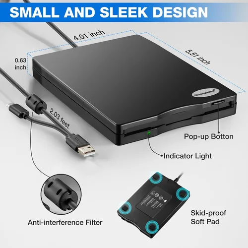 Miniatura 8 de Lector de disquete, unidad de disquete USB externa de 3.5 pulgadas, no compatible con Mac, compatible con Windows 11/10/10 Pro/8/7/2000/XP