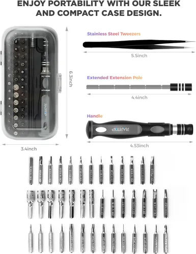 Miniatura 5 de Juego de destornilladores de precisión: juego de puntas de destornillador 48 en 1, juego de destornilladores pequeños magnéticos con funda, mini