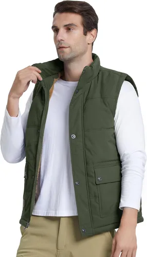 Miniatura 7 de MAGCOMSEN Chaleco de invierno para hombre, ropa de abrigo con forro polar, chaleco cálido sin mangas