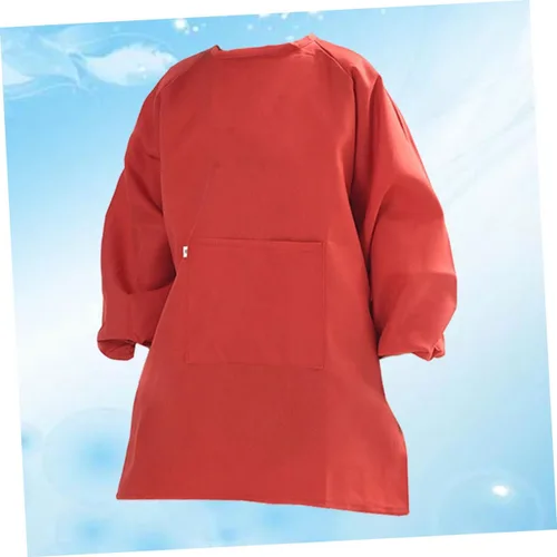 Miniatura 3 de Long Sleeve Art Smock Apron Red Painting Smock with Adjustable Closure Protective Drawing Coat for Preventing Stains and Watercolor