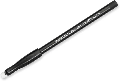 Miniatura 3 de Paper Mate EraserMate - Bolígrafo borrable, punta media, color negro, caja de 12