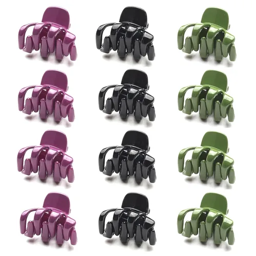 Miniatura 12 de Cobahom 24 pinzas pequeñas de plástico para cabello fino, accesorios de peinado antideslizantes para mujeres y niñas (negro, peinado)