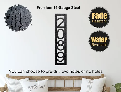Miniatura 6 de Letrero vertical moderno con número de casa, acero, negro, horizontal, estilo moderno para nuevos propietarios de viviendas