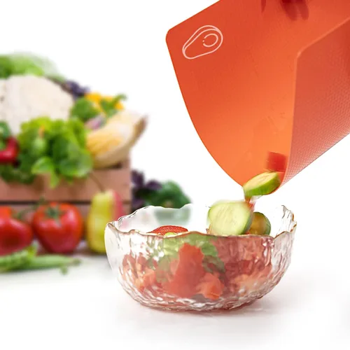 Miniatura 5 de 7 tablas de cortar flexibles, tablas de cortar de plástico sin BPA para cocina, alfombrilla de corte antideslizante para carne y verduras, Acción