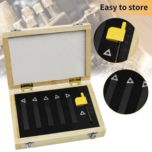 Miniatura 8 de Juego de 5 piezas de herramientas de torneado de carburo indexable de 3/8 "para tornos de mecanizado, 5 piezas de herramientas de torno de metal