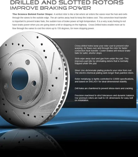 Miniatura 4 de Callahan Brake Parts Kit de frenos delanteros y traseros para Ford F-150 2012-18 - Rotores de disco perforados y ranurados con pastillas de freno