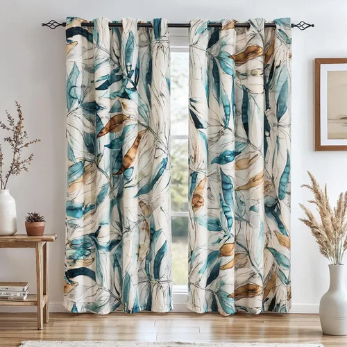 Miniatura 15 de SUBRTEX - Cortinas opacas de 52Wx63L, cortinas florales para oscurecer la habitación, cortinas de ventana aisladas térmicamente de 2 paneles