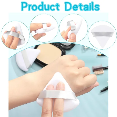 Miniatura 4 de Suclain 48 esponjas triangulares de terciopelo suave para maquillaje en polvo de cara, esponjas triangulares para base cosmética húmeda y seca