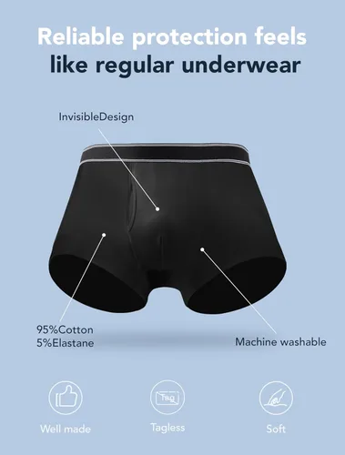 Miniatura 4 de Ropa interior lavable para incontinencia para hombre, calzoncillos bóxer de algodón, 3.4 fl oz de absorción, ropa interior a prueba de fugas