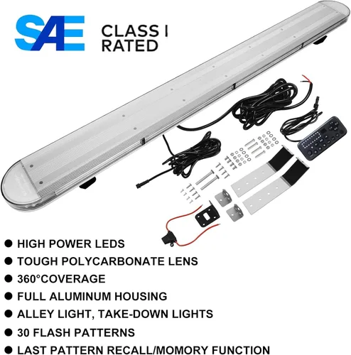 Miniatura 3 de ASPL - Barra de luz estroboscópica de advertencia de emergencia de alta intensidad, de bajo perfil, para montaje en techo, LED, 48 pulgadas