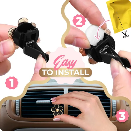 Miniatura 3 de 6 piezas de decoración de automóvil con flores de margarita, clip de ventilación de aire con flores, clip de salida de aire acondicionado, clip