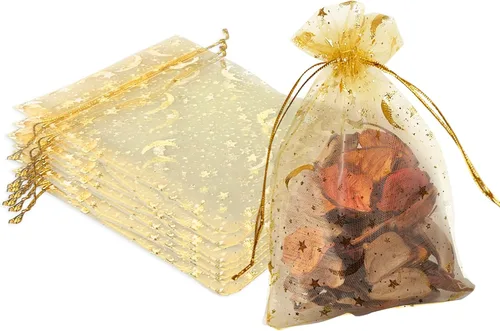 Miniatura 16 de 50 bolsas de organza de Navidad, 4 x 6 pulgadas, pequeñas bolsas de regalo de Navidad con cordón, bolsas de malla para regalo rojo (Red-christmas)