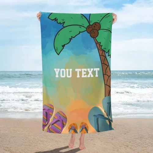 Miniatura 10 de Toalla de playa personalizada, toallas de playa personalizadas de animales de dinosaurio coloridos con nombre y foto, imagen de texto, toallas