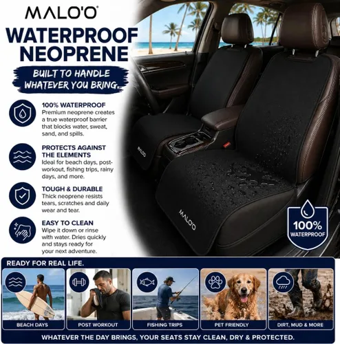 Miniatura 4 de Malo'o Funda impermeable para asiento de automóvil, protector universal de asiento de neopreno para automóviles, camiones y SUV, protege contra