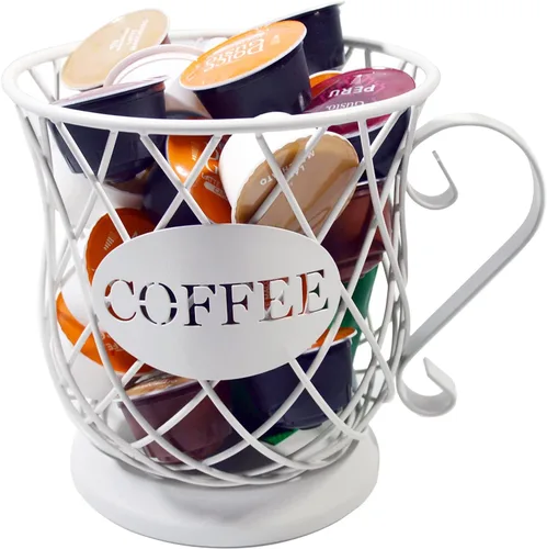 Soporte para cápsulas de café, forma de taza, multiuso, soporte para tazas K, estación de café, organizador de almacenamiento, cesta de alambre,