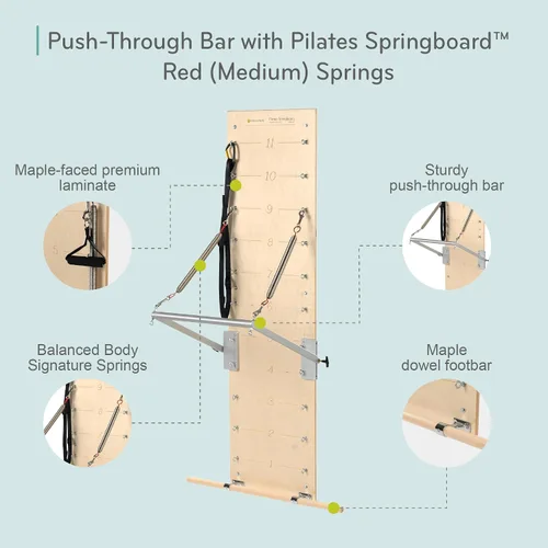 Miniatura 5 de Balanced Body Tabla de Resortes de Pilates con Barra de Empuje, Equipo de Entrenamiento de Pilates Montado en la Pared para Uso en Gimnasio en Casa