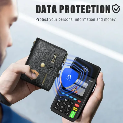 Miniatura 3 de Handadsume Genuino caballo loco cuero viaje regalo moneda bolsillo tarjeta caso largo organizador cadena Rfid monedero con broche para hombres