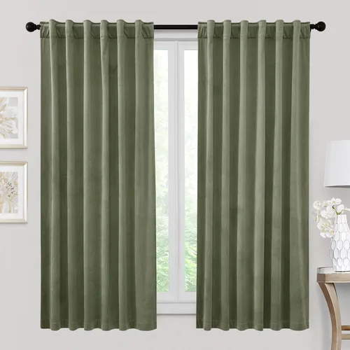 Miniatura 68 de RYB HOME - Cortinas de terciopelo beige, cortinas decorativas resistentes con pestaña trasera, cubierta de privacidad para oscurecer habitación