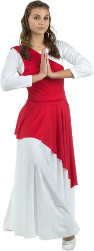 Miniatura 2 de Danzcue Túnica asimétrica de baile de alabanza para mujer, vestido blanco no incluido