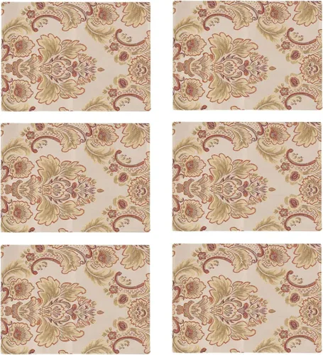 Miniatura 8 de kilofly 6 manteles individuales elegantes de jacquard de brocado floral (11.8 x 15.7 pulgadas)