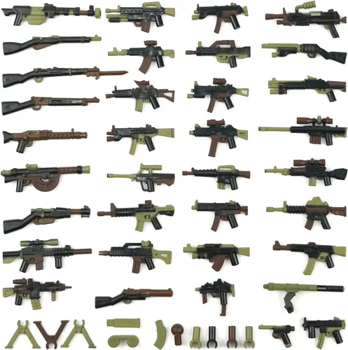 Miniatura 9 de Pamvava Paquete de armas militares WW2, juego de accesorios del ejército para figuras, más de 280 piezas de pistolas de ladrillo de soldado SWAT
