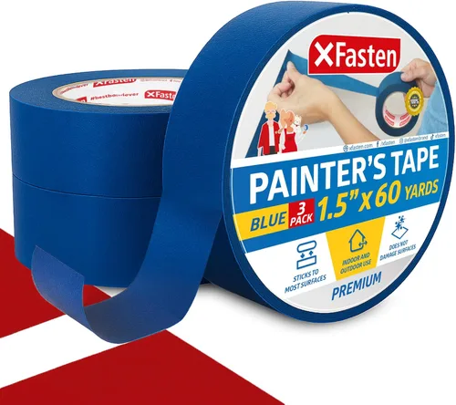 Miniatura 16 de XFasten Cinta azul profesional para pintores, multiuso, 3 pulgadas x 60 yardas, tecnología de línea de borde afilado, produce líneas afiladas