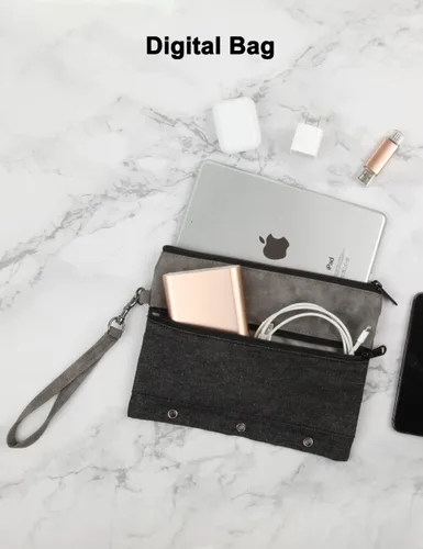 Miniatura 3 de GOX Neceser de viaje con cremallera, organizador electrónico de viaje para mujeres y hombres, Negro