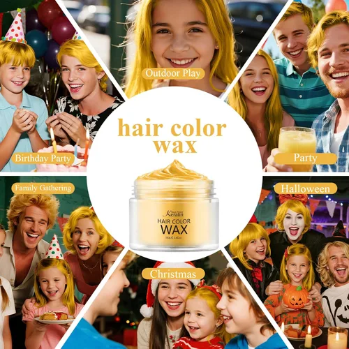Miniatura 6 de Cera temporal para el cabello, color rubio dorado, cera de pintura de tinte para el cabello de Magic Master Keratin natural, lavable y temporal