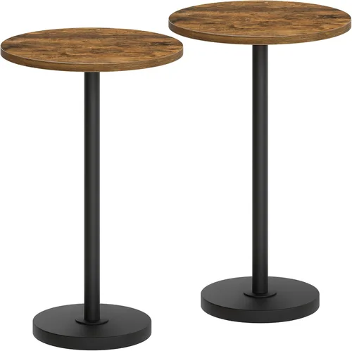 Miniatura 10 de YATINEY Mesa auxiliar redonda, mesa alta para bebidas para espacios pequeños, mesa auxiliar de café Martini estilo pedestal en sala de estar, Mármol