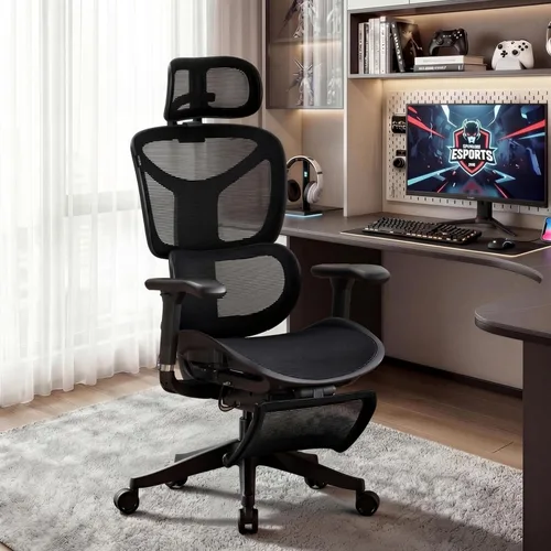 Miniatura 13 de WELAX S9 Pro - Silla de oficina ergonómica de malla con reposapiés y reposabrazos ajustables 6D, silla de escritorio cómoda, profundidad del asiento