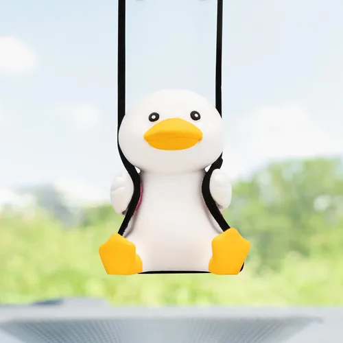 Miniatura 7 de Wonuu Colgante de coche de pato agitado, divertido adorno colgante de pato para espejo retrovisor, bonita decoración de coche