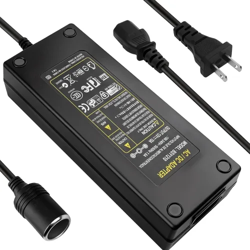 Herfair Convertidor de CA a CC 2A 24W Adaptador de enchufe para encendedor de cigarrillos de automóvil, cable de alimentación de 110-240V a 12V para
