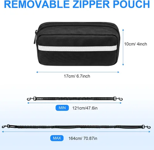 Miniatura 2 de Philorn Correa de perro manos libres con bolsa, correa de cintura ajustable para pasear perros, correas de correr para perros medianos y grandes