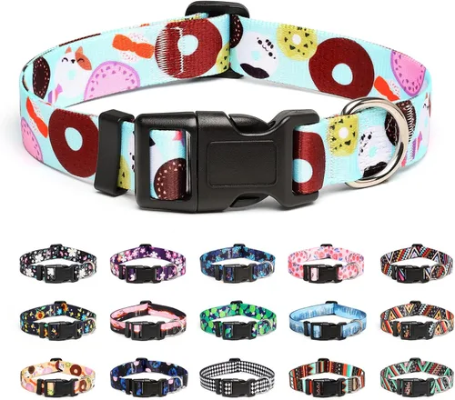 Miniatura 15 de Mercano Collar ajustable para perros - Diseños especiales con patrones, collar suave de nylon cómodo y resistente para perros pequeños, medianos