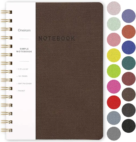 Miniatura 28 de Cuaderno de espiral – Cuaderno grande de tapa dura de 8.5 x 10.98 pulgadas con banda elástica y bolsillo, 180 páginas, diario plano de alambre