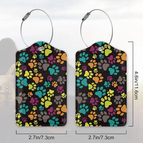 Miniatura 65 de Juego de 2 etiquetas de cuero para equipaje con diseño de mariposas y loto, cubierta de privacidad, etiqueta de maleta con lazo de acero inoxidable