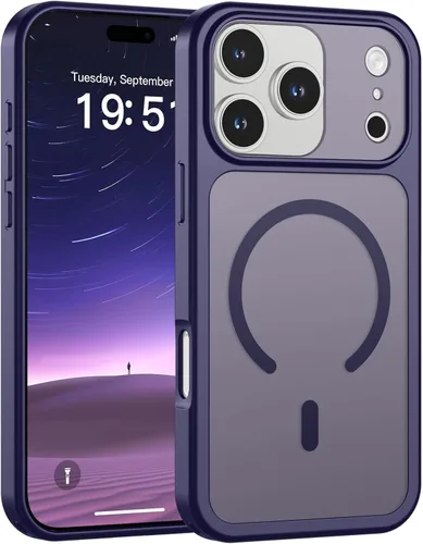 Miniatura 61 de SUPFINE Funda magnética para iPhone 11 Pro Max (compatible con MagSafe) (protección contra caídas de grado militar), delgada, translúcida mate, a
