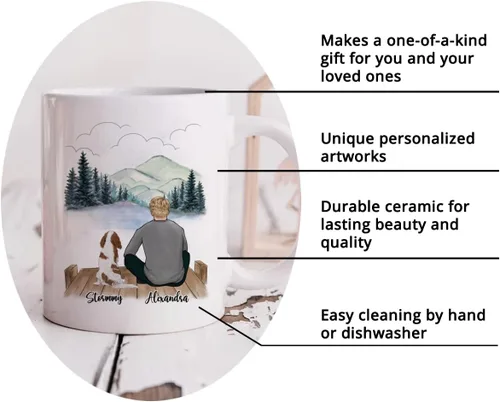 Miniatura 6 de Gossby Taza personalizada para papá con perro, Forever in My Heart, regalo personalizado para hombres amantes de los perros con diseño, nombres, 1