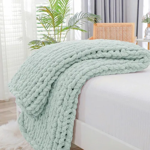 Miniatura 46 de Bigacogo Manta de punto grueso para sofá, 51 x 63 pulgadas, 100% tejida a mano con hilo de felpilla grueso jumbo, acogedoras y suaves mantas grandes