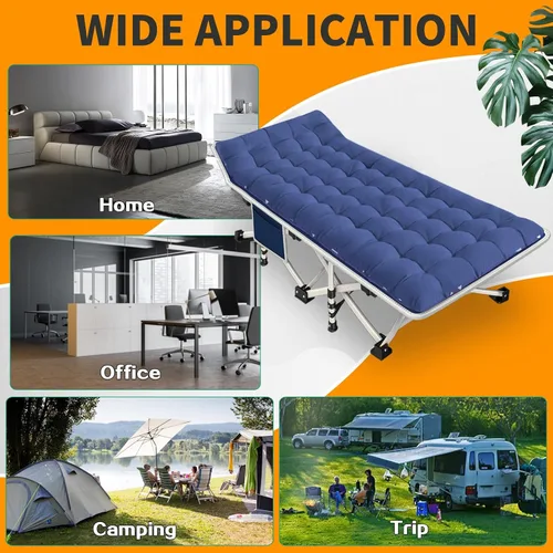 Miniatura 6 de Catre de camping con colchón, cómodo y resistente, soporta hasta 450 libras, catres para dormir, cama de campamento, catre plegable con bolsa